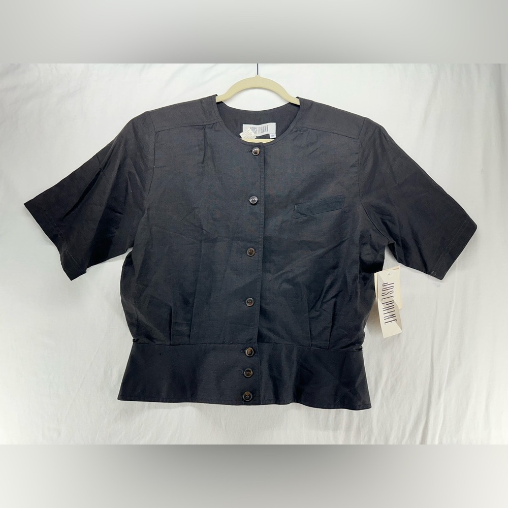 Vintage Josephine Size 16 Brown Button Front Short Sleeve Blouse NEW‎